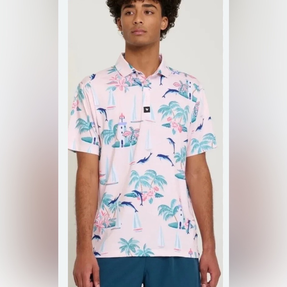 Bad Birdie Polo tropical nautical Marino XL